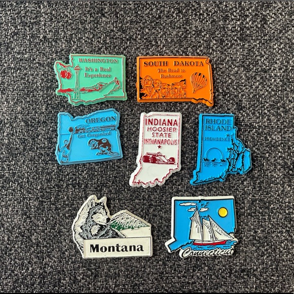 •Vintage State Rubber Souvenir Magnets Lot of 7• - Picture 1 of 2